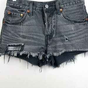 Levi's Washed Black Distressed Cutoff Jean Shorts